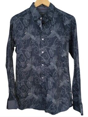 Ted Baker London Navy Printed Button-Up Shirt